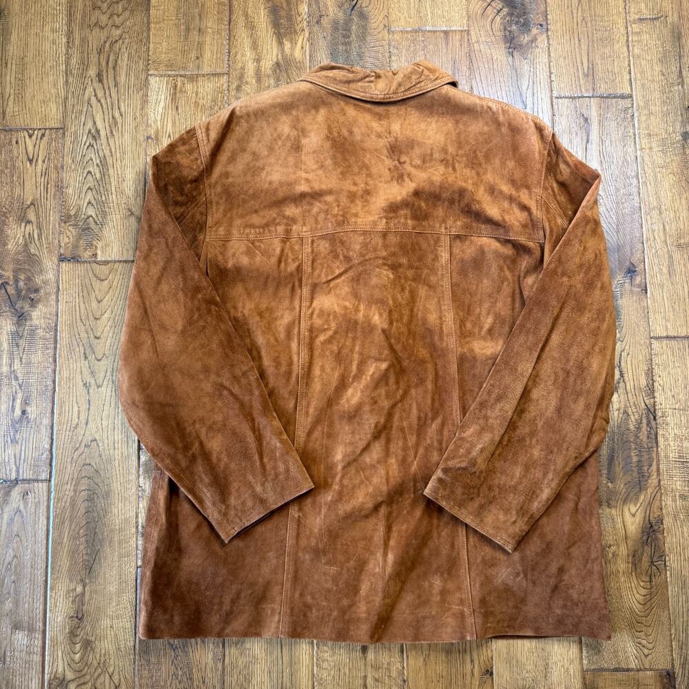 Vintage St Johns Bay Womens XL Suede Leather Jacket Brown Western Boho Coat - Picture 7 of 7